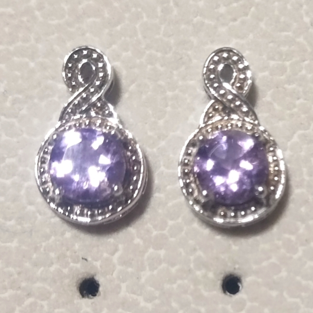 Elegant Silver and Purple Earrings